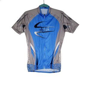 Cheji Cycling Praising Life Racing Jersey Full Zip Blue Grey Mens Size Medium